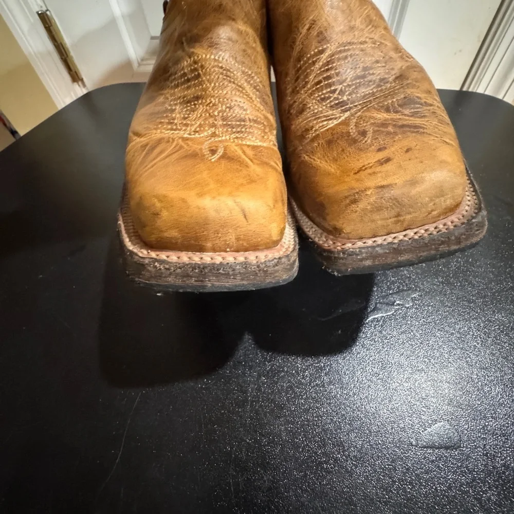 Soto Tan Leather Cowboy Boots 10.5